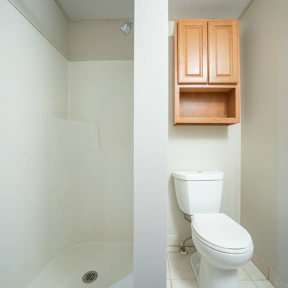 primary bathroom at tremont terraces apartments, cleveland, ohio