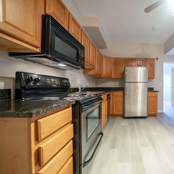 cooking space at tremont terraces apartments, cleveland