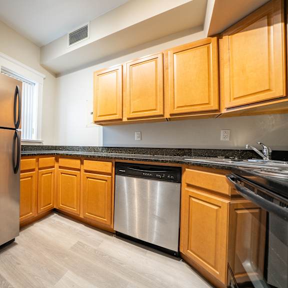 contemporary kitchen at tremont terraces apartments, cleveland, 44113