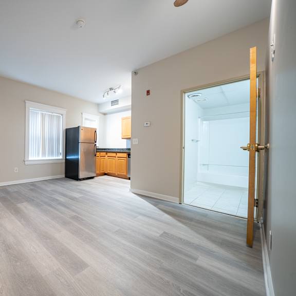 open kitchen at tremont terraces apartments, ohio, 44113