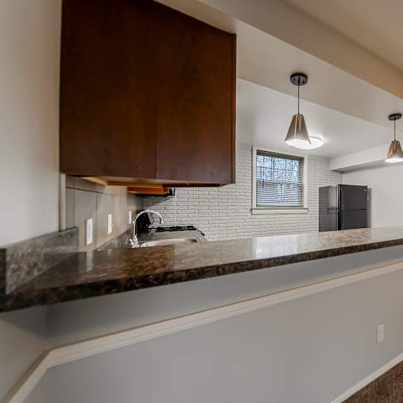 elegant kitchen at river run apartments, ohio, 44485