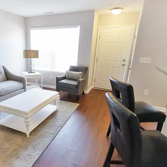 townhome living room with hardwood floor.
