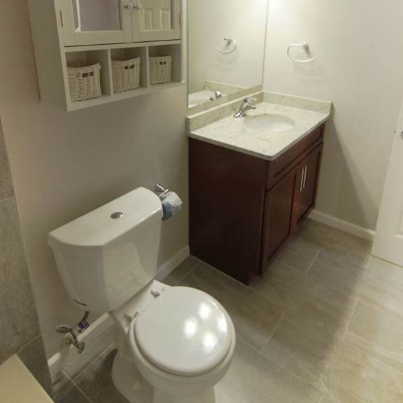 renovated bathroom in select apartment homes