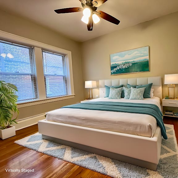 furnished bedroom at heights collection apartments, cleveland heights, oh 44106