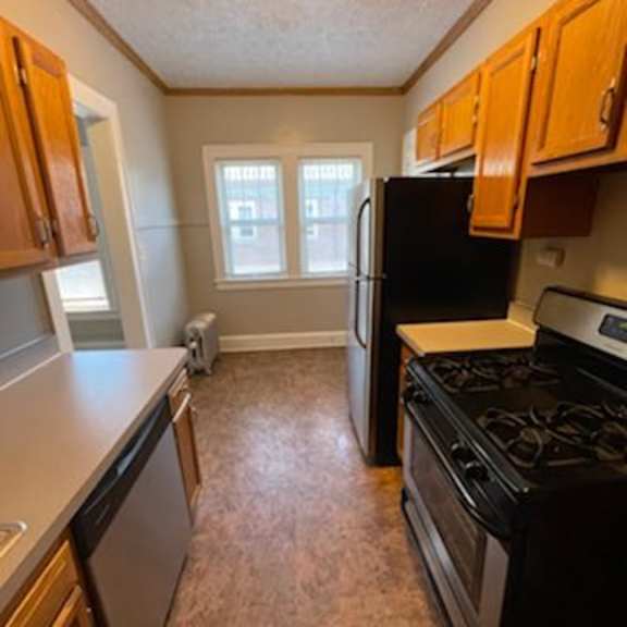 kitchen at integrity gold coast apartments, apartments, cleveland, oh