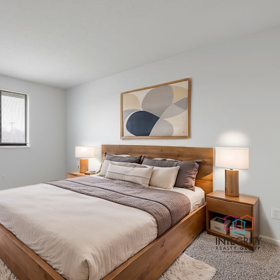 virtually furnished bedroom example at integrity medina apartments, medina