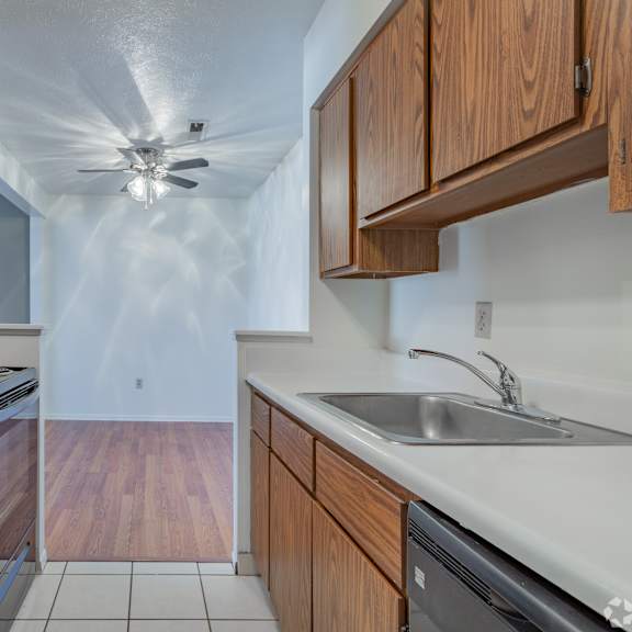 galley style kitchen at huntington hills townhomes, integrity realty, stow, 44224