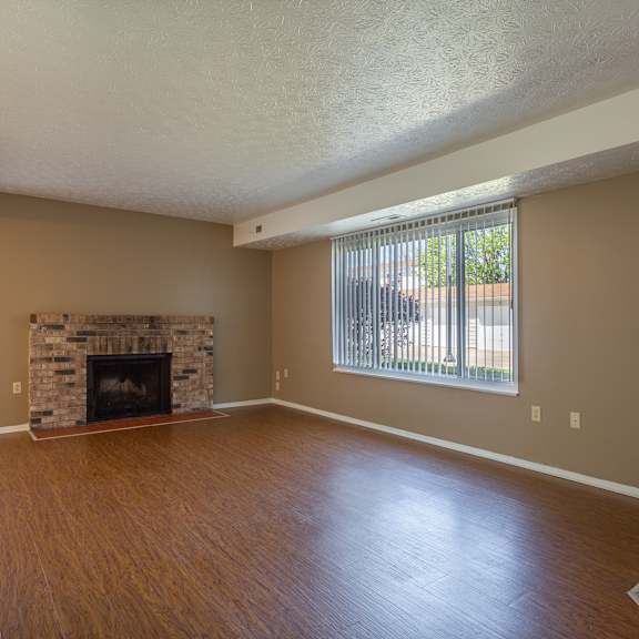 fireplace in select apartments at huntington hills townhomes, integrity realty, stow, ohio