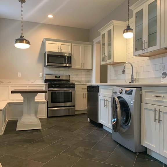 fully furnished kitchen with stainless steel appliances at integrity cleveland heights  apartments, ohio, 44106
