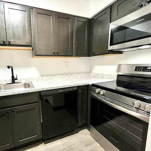 kitchen space at renova of brunswick apartments, brunswick, oh, 44212