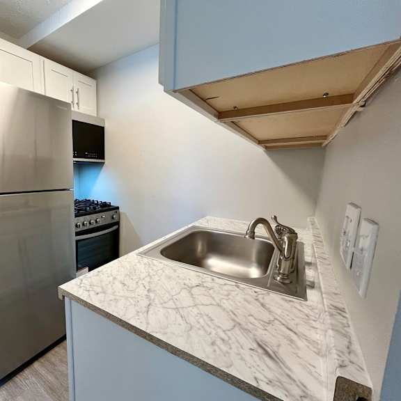 efficient renovated kitchen with stainless steel appliances