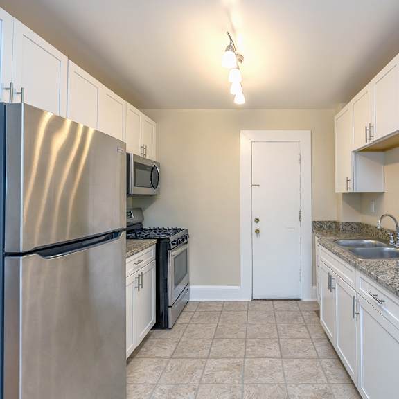 renovated kitchen at heights collection apartments, cleveland heights, ohio