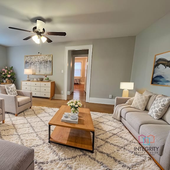 furnished living room at heights collection apartments, cleveland heights, oh