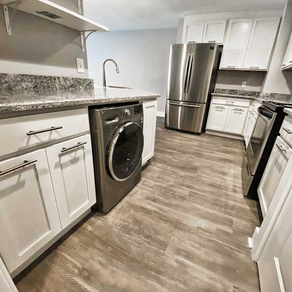 washer dryer kitchen remodel at old green place apartments, integrity realty llc, beachwood, oh