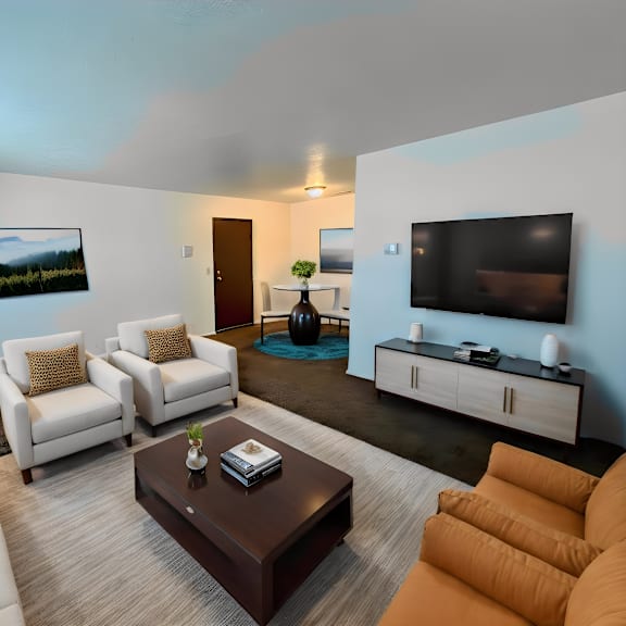 living room at renova of brunswick apartments, brunswick, oh, 44212
