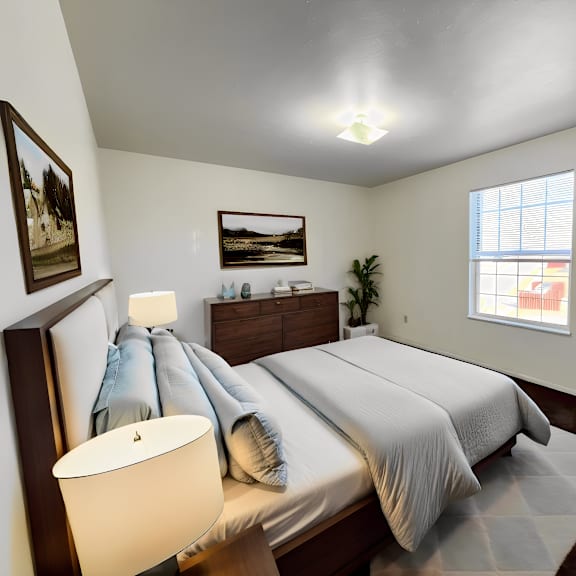 master bedroom at renova of brunswick apartments, brunswick, oh