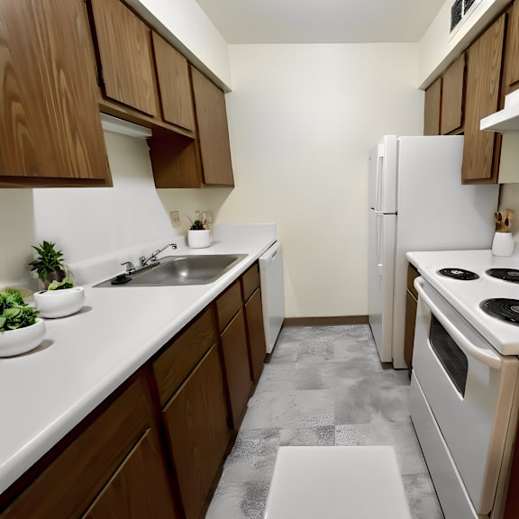 contemporary kitchen at renova of brunswick apartments, brunswick, 44212