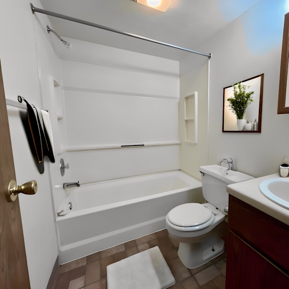 master bathroom at renova of brunswick apartments, brunswick, ohio