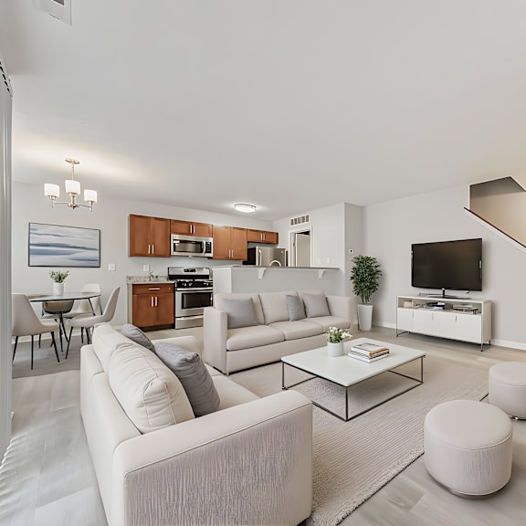 example of a furnished townhome living room area.