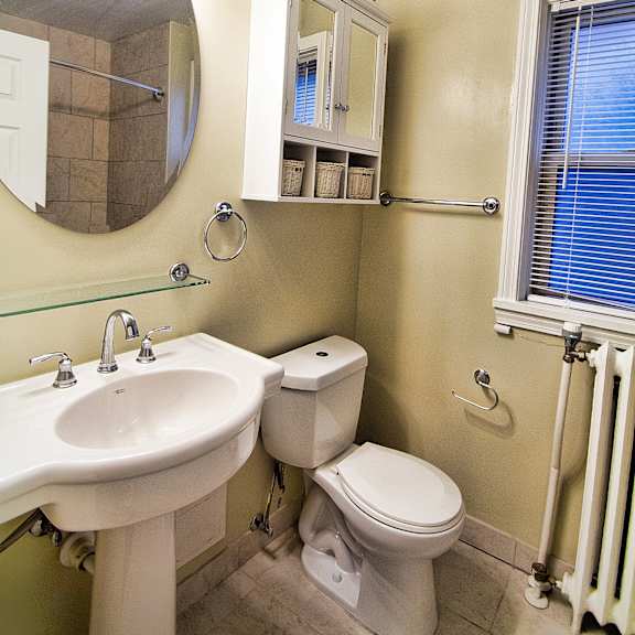 hardwood floors bathroom at integrity gold coast apartments, ohio, 44102