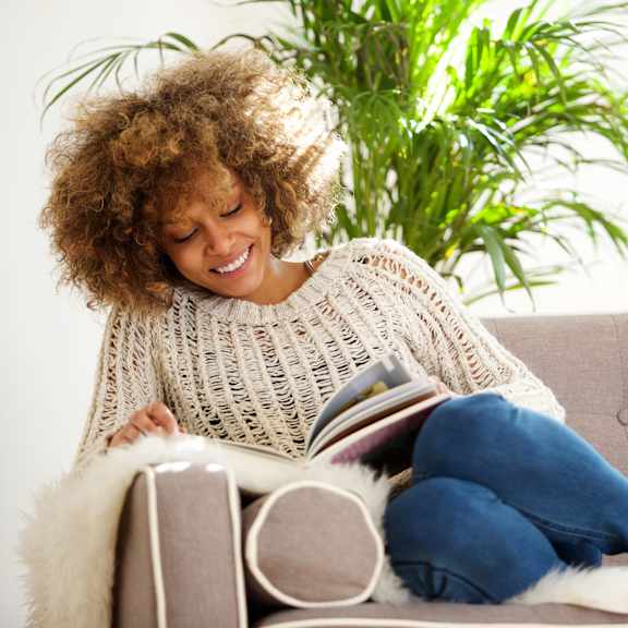 woman enjoying a book