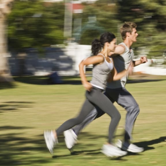 two people running in park at Brix, Walla Walla, WA, 99362