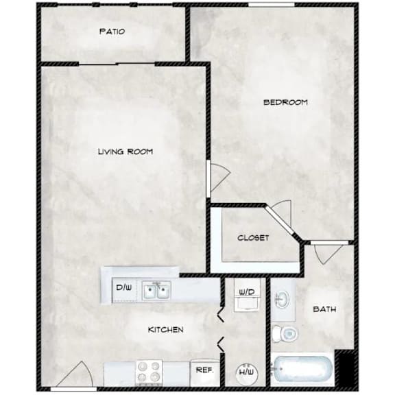 Thumbnail 2 of 2 A diagram of a house layout with labeled rooms such as patio, bedroom, and kitchen.