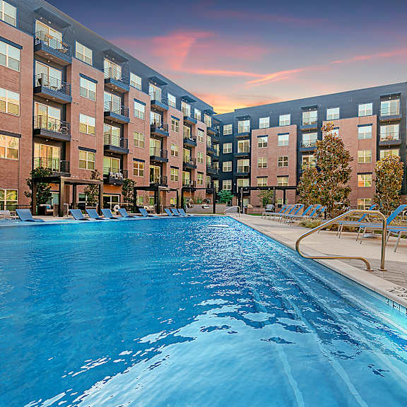 a large indoor swimming pool in a residential building.