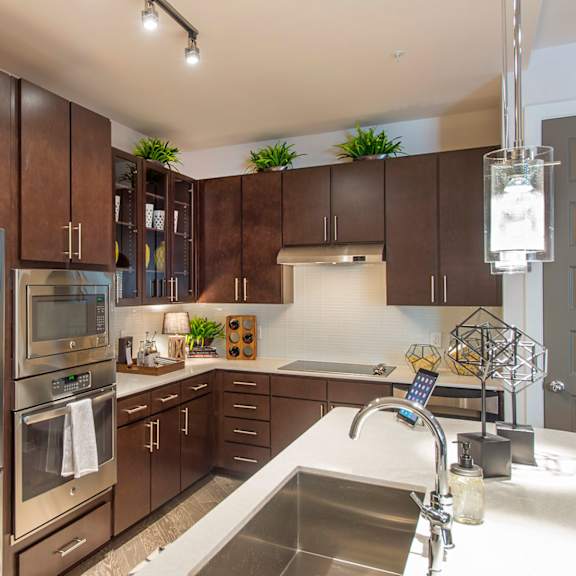 upscale stainless steel appliances at revl heights , the barvin group, houston, tx, 77009