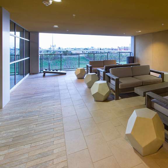 rooftop lounge at revl heights apartments, the barvin group, houston, texas