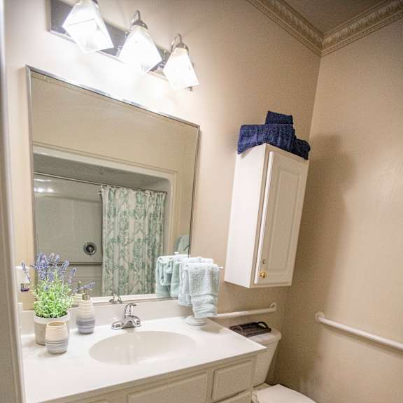modern bathroom at spring arbor of williamsburg, williamsburg, va