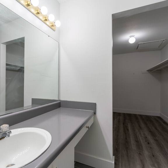 a bathroom with a sink and a mirror at red bay apartment complex, jacksonville, florida