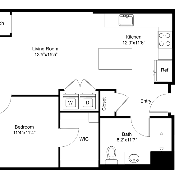 Thumbnail 2 of 2 a floor plan of a room with a bedroom and a living room
