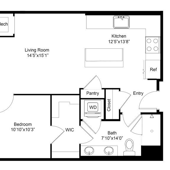 Thumbnail 2 of 2 a floor plan of a room with a bedroom and a living room