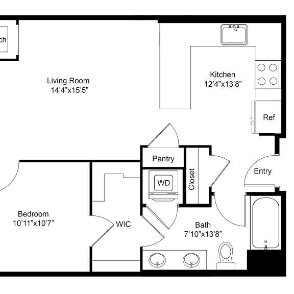Thumbnail 2 of 2 a floor plan of a house with a bedroom and a living room