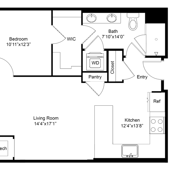 Thumbnail 2 of 2 a floor plan of a house with a bedroom and a living room