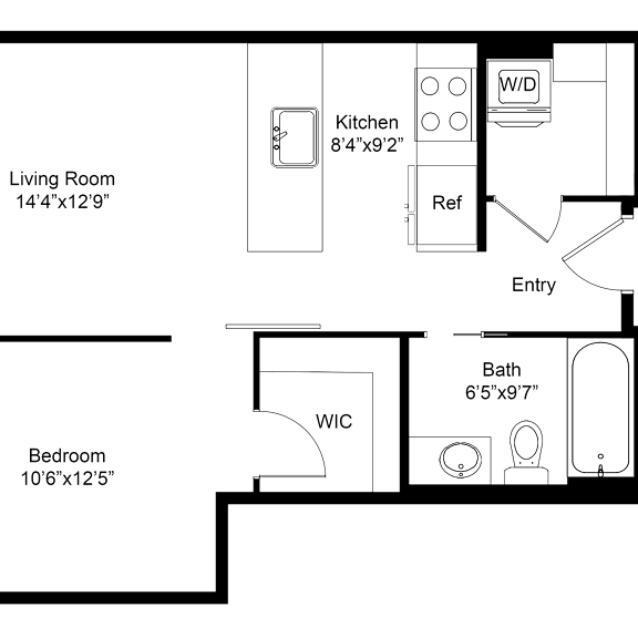 Thumbnail 2 of 2 a floor plan of a small house with a bedroom and a living room