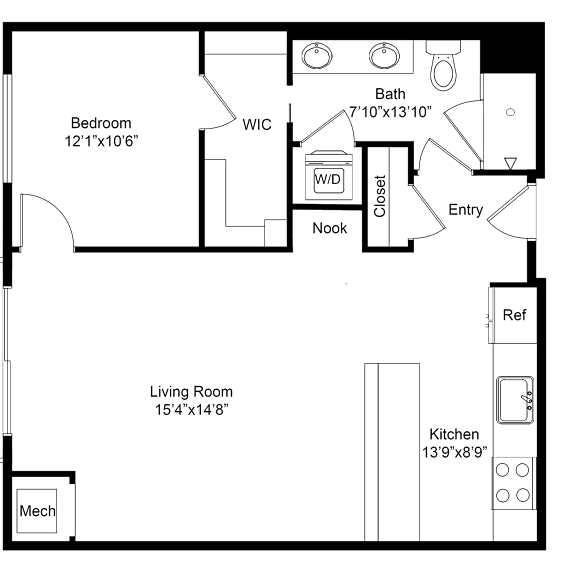 Thumbnail 2 of 2 a floor plan of a house with a bedroom and a living room
