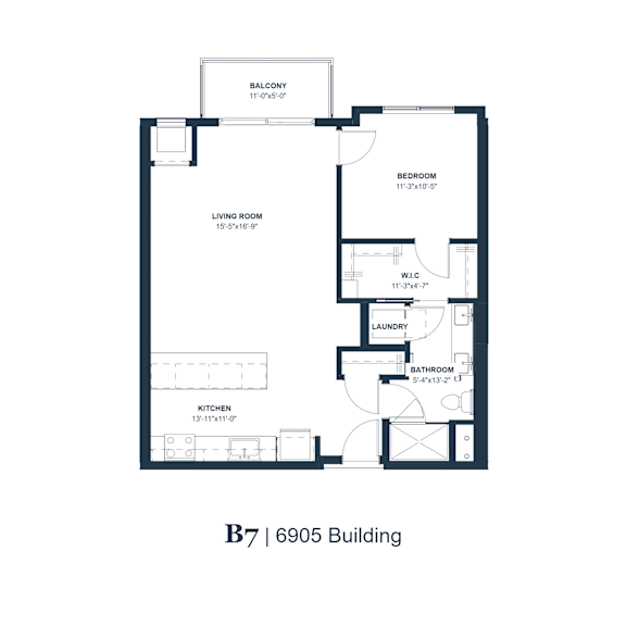 Thumbnail 1 of 2 A black and white image of a floor plan for a B7 6905 Building.