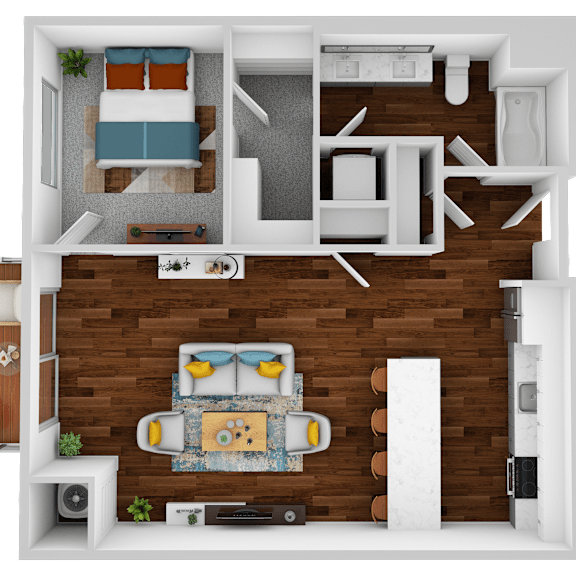 Thumbnail 1 of 2 the interior of the apartment is shown in this rendering