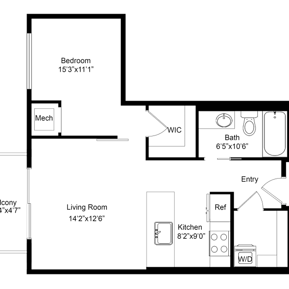 Thumbnail 2 of 2 a floor plan of a house with a bedroom and a living room