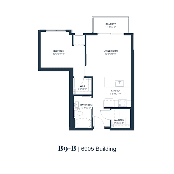 Thumbnail 3 of 4 A floor plan of an apartment in the B9-B 6905 Building.