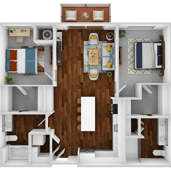 Thumbnail 1 of 2 a 3d drawing of the interior of a bedroom floor plan