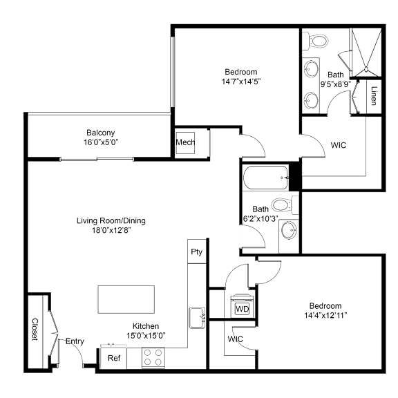 Thumbnail 2 of 2 a floor plan of a house with a bedroom and a living room