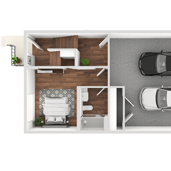 Thumbnail 1 of 11 a rendering of the one bedroom floor plan