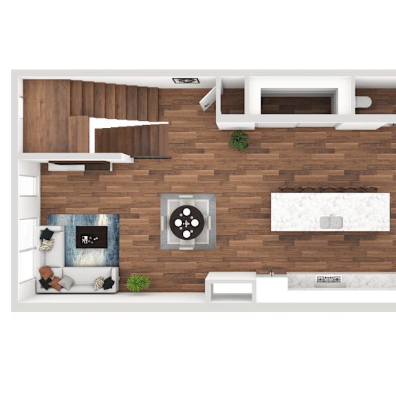 Thumbnail 2 of 11 a rendering of our 1 bedroom floor plan