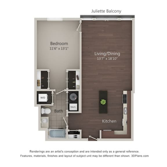 Thumbnail 1 of 2 A2 one bedroom apartment floor plan at Kelmscott Park