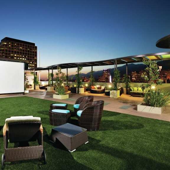 a rendering of the rooftop terrace at the envoy hotel in salt lake city