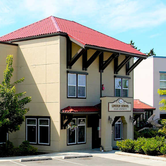 a building with a red roof