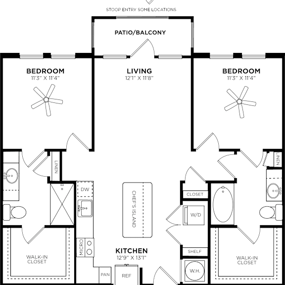 Thumbnail 2 of 2 2 bed  2 bath floor plan A at Glenwood at Grant Park, Atlanta, GA